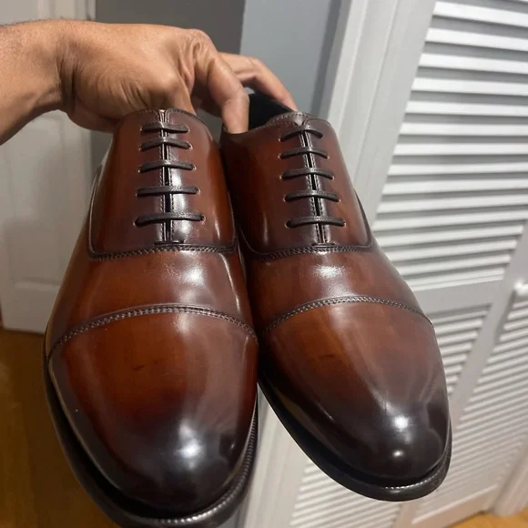 Paul Evans Dark Brown Leather Cagney II Stitched Cap-Toe Oxfords Sz 9.5 - Picture 7 of 15